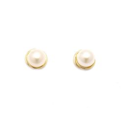 Brinco Rococ� de P�rola com 5mm em Ouro 18 Kilates - 20854